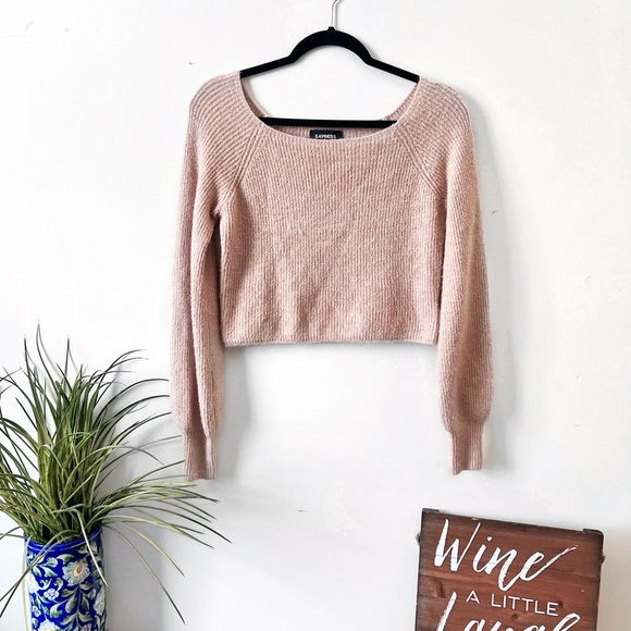 Express Balloon Sleeve Cropped Sweater - Picture 2 of 8